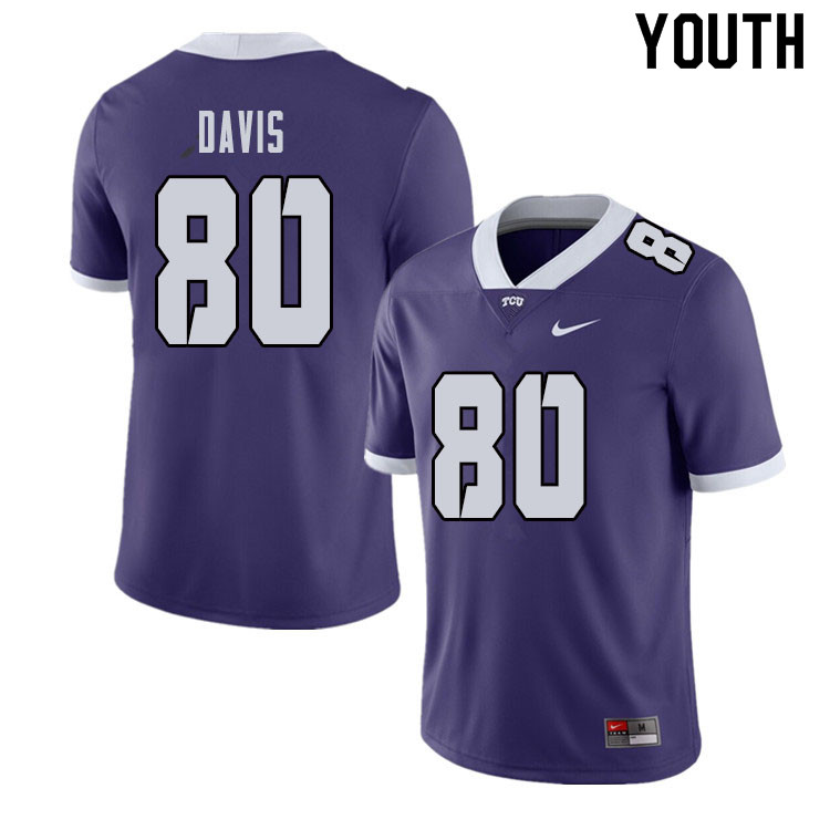 Youth #80 Al'Dontre Davis TCU Horned Frogs College Football Jerseys Sale-Purple